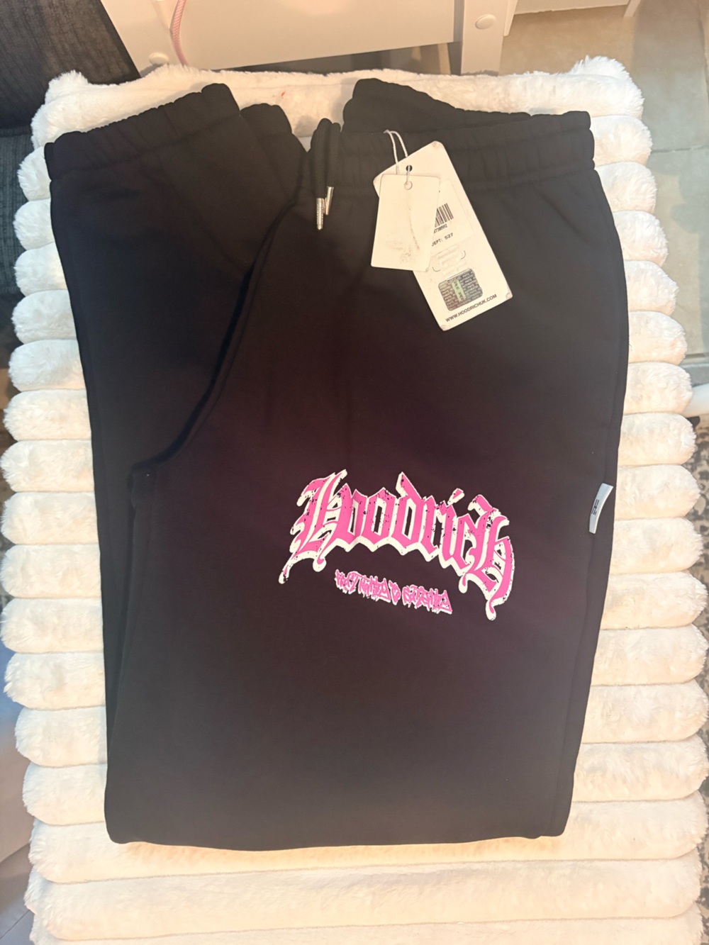 Black Joggers with Pink Gothic Logo